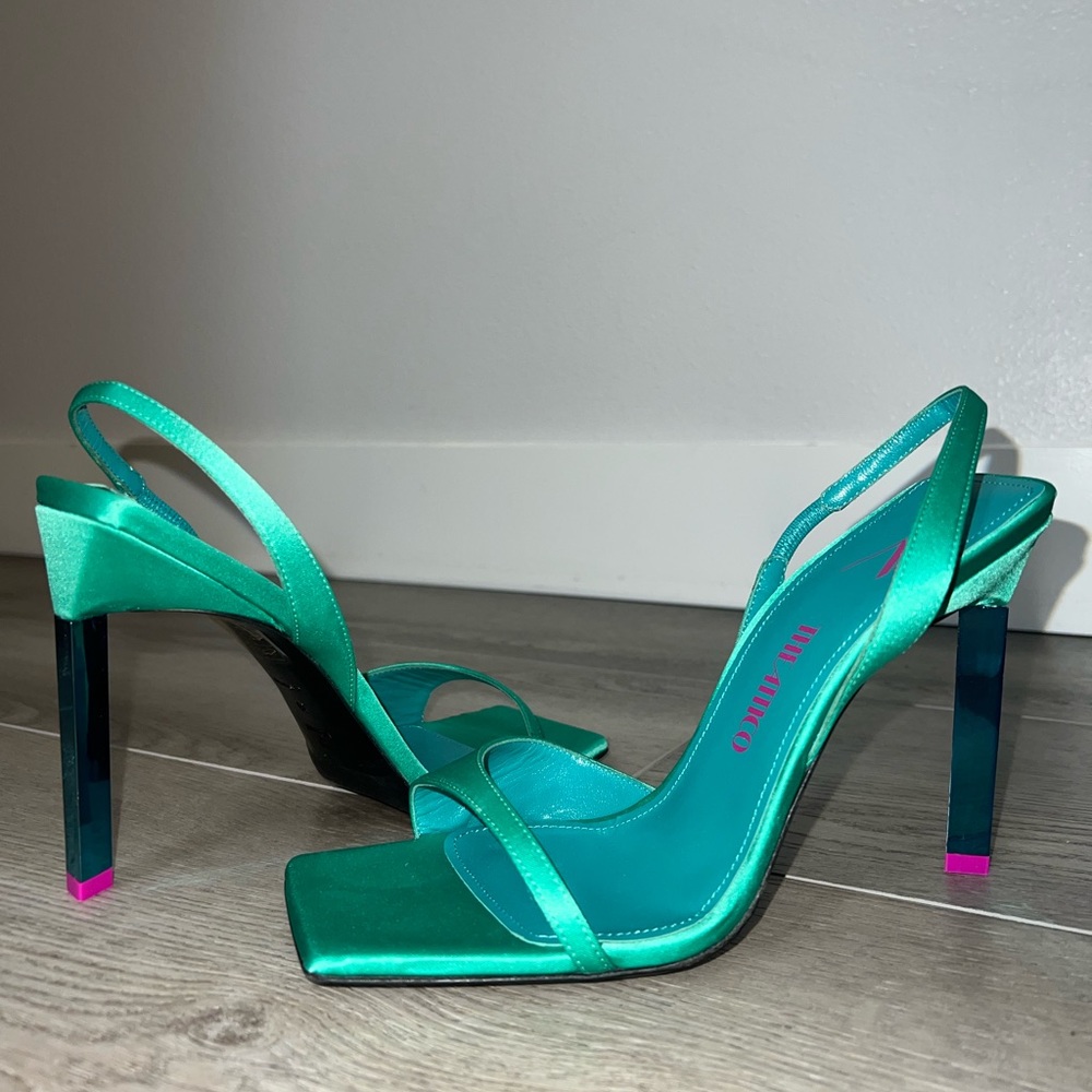The Attico Slingback Strappy Satin Sandal